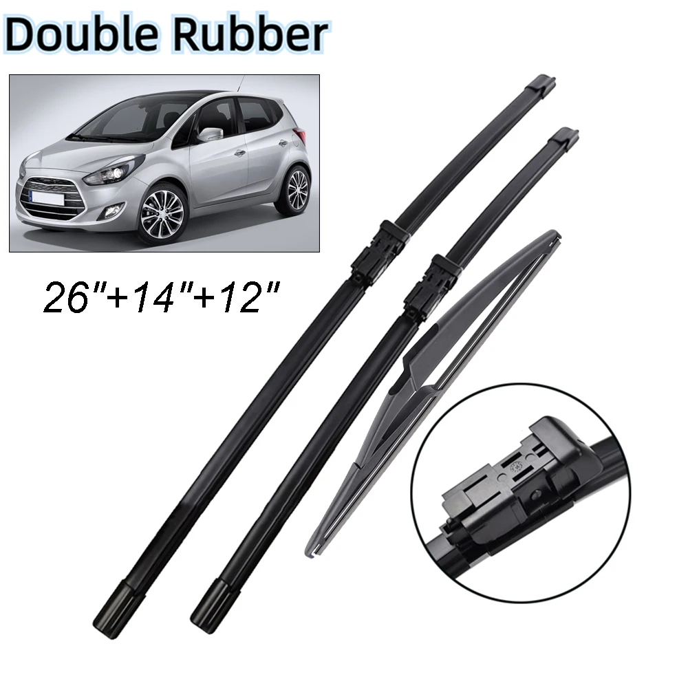Front & Rear Wiper Blades Set For Hyundai IX20 2010 - 2020 Windshield Windscreen Window Rain Brushes 26"+14"+12"