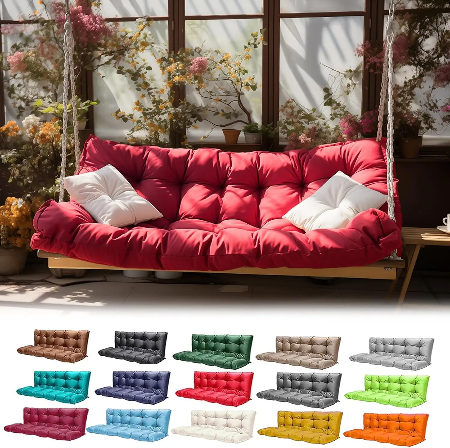 

Подушки для уличных качелей, 2-3-местные, для скамеек с подголовником и завязками, для патио, длинных скамеек, сада