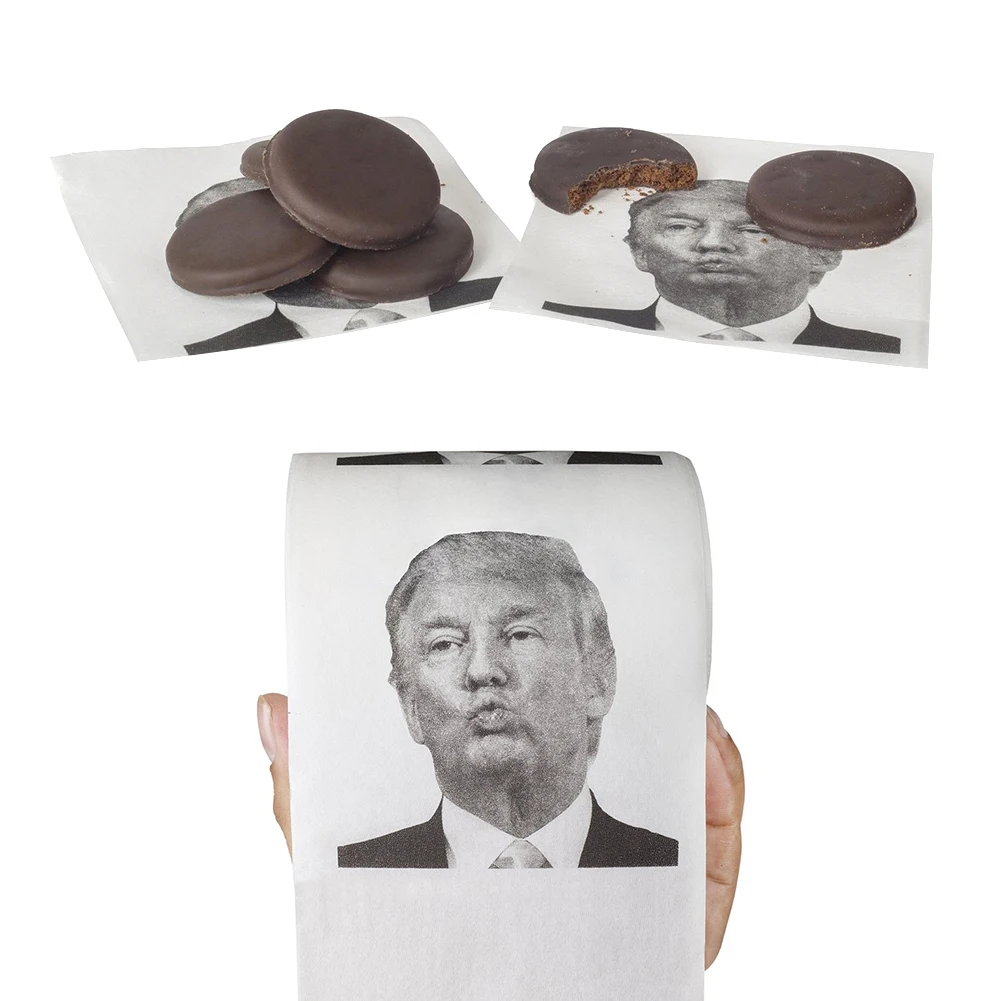 10-1Rolls Donald Trump Pattern Toilet Paper Roll Novelty Gift Bathroom Paper Towel FunnyHome Paper Prank Joke Napkin Gift