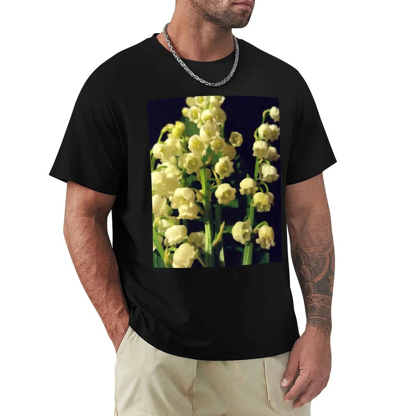 

Lily of the Valley flower 07 T-Shirt valentines clothes blue archive cotton man t-shirts anime figures Men's t shirts