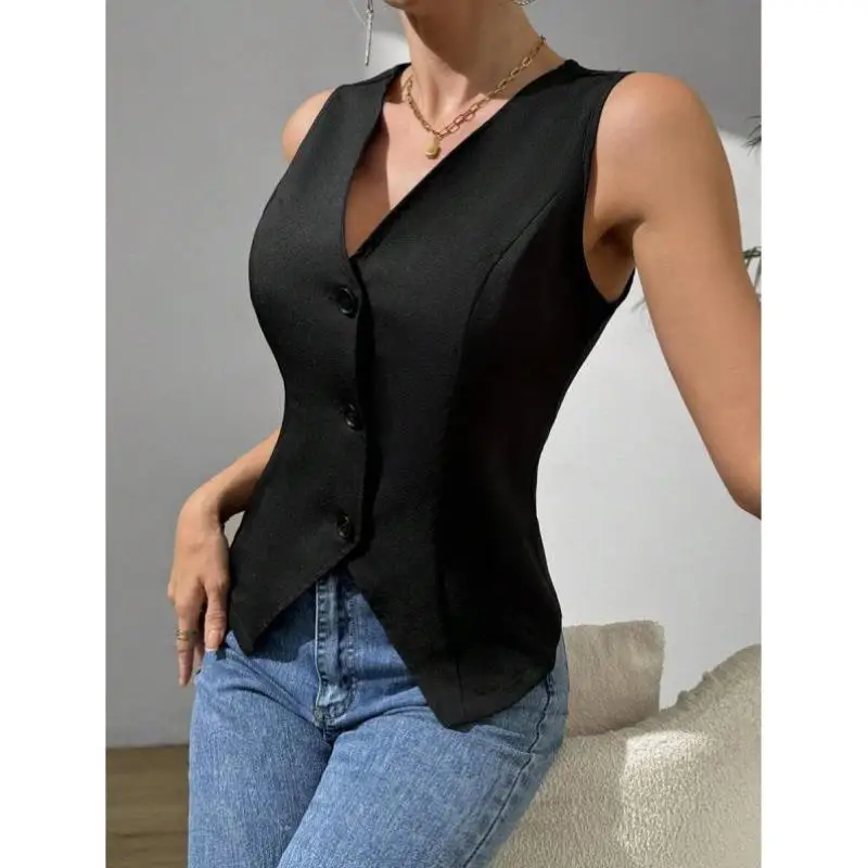 

Casual Svel Split Vest Women's Leisure Faion Cross-Border New Sle Seven-Quarter Sve Autumn Season Clothing