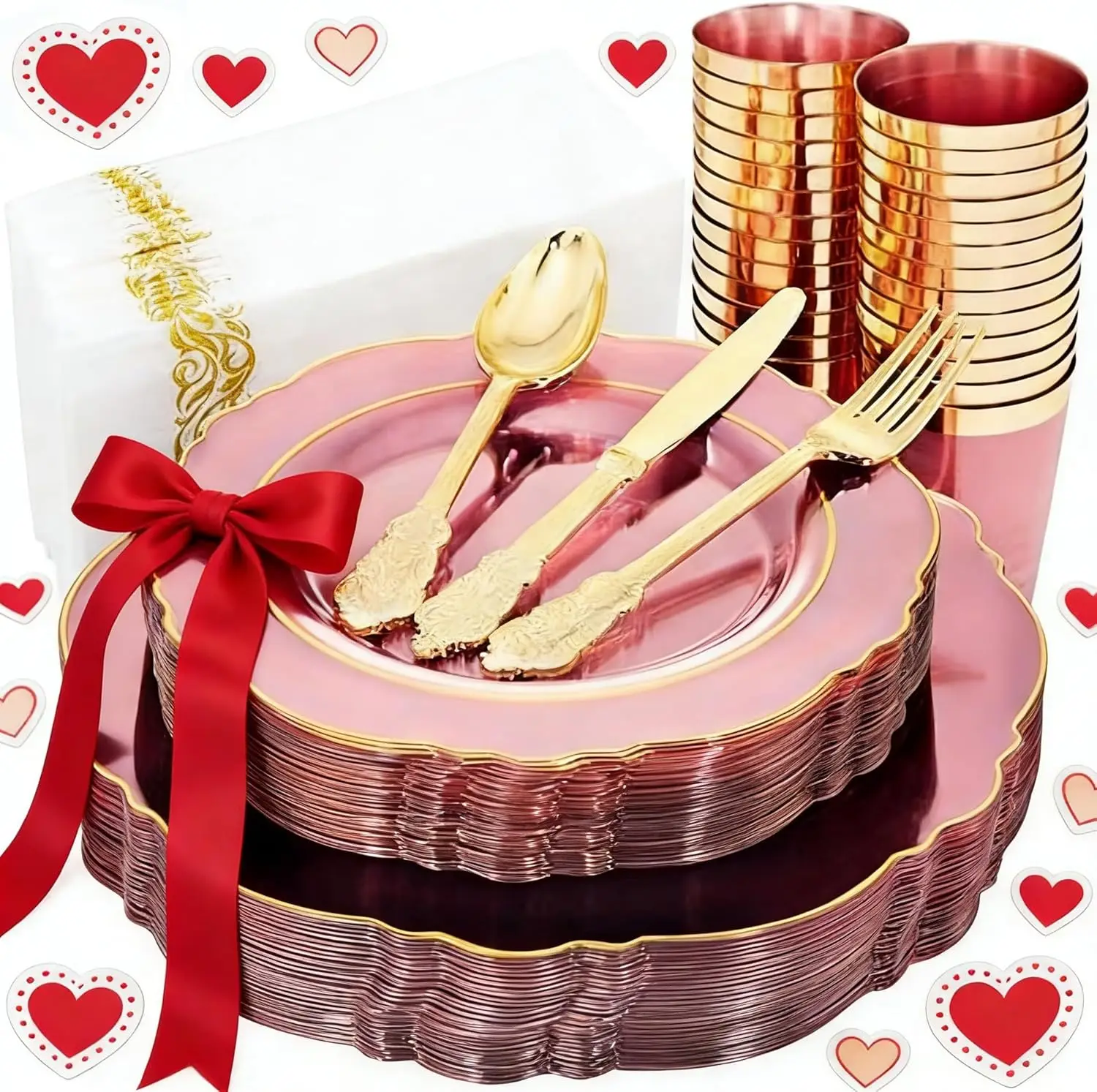 210Pcs Clear Pink P…