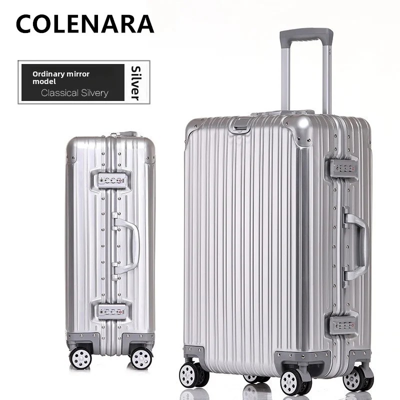 

COLENARA Cabin Suitcase Men's Business Boarding Box Full Aluminum Magnesium Alloy Trolley Case 20"24"26"29 Inch Travel Luggage