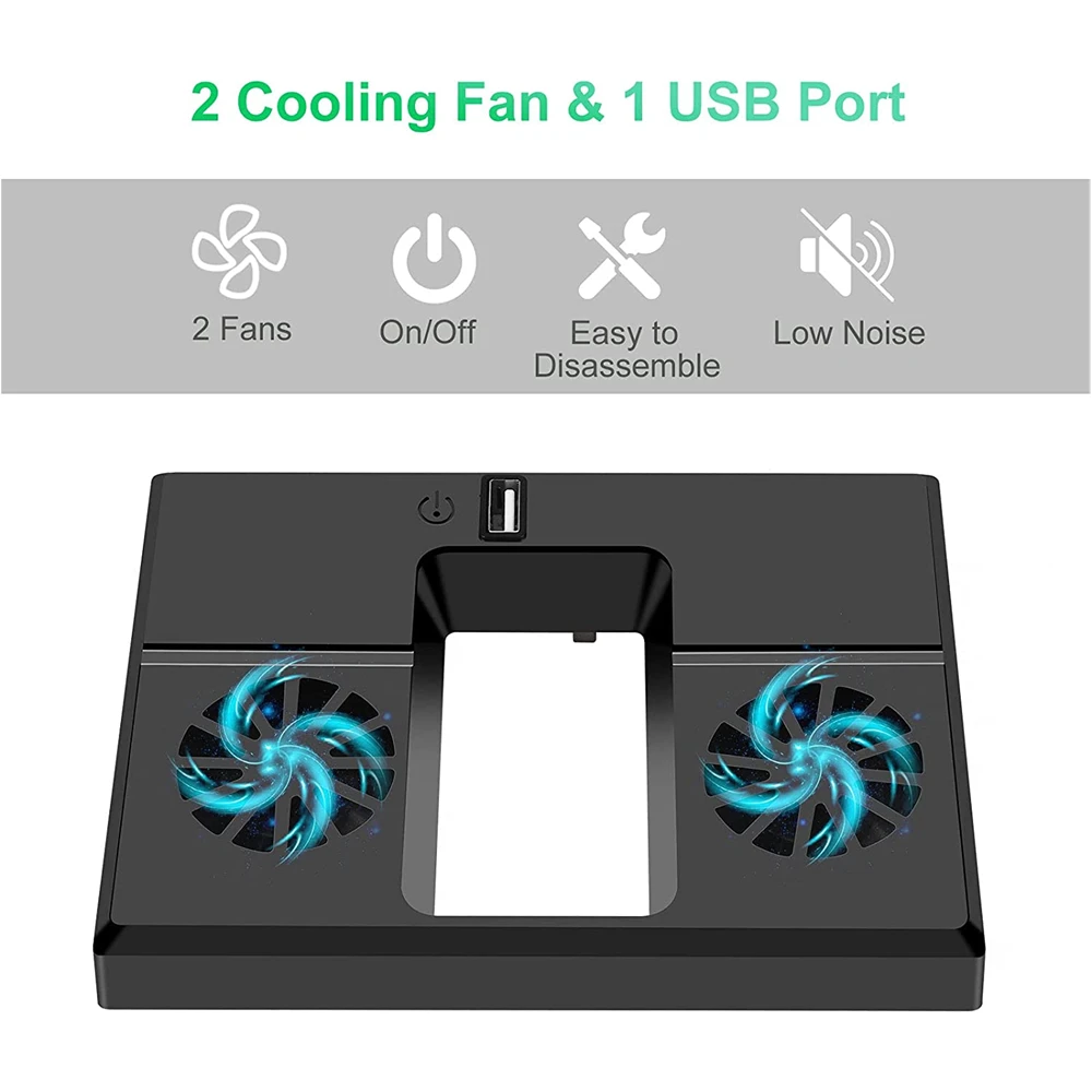 

Colorful Discoloration Cooling Fan for Xbox Series X Dual Controller Charger Dock Station Slim Vertical USB Cooling Bracket