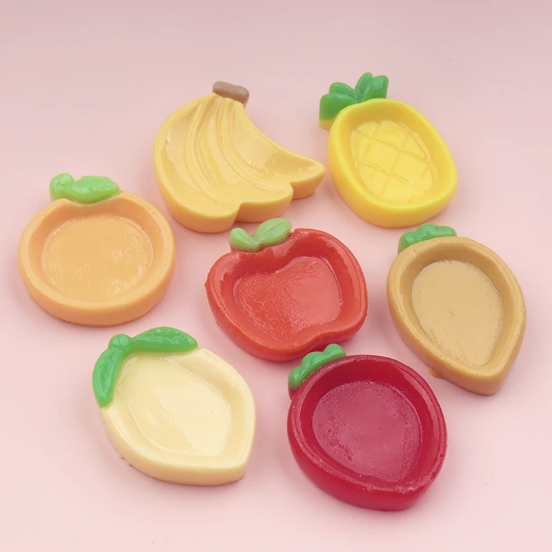 Mini cabujones de plátano y fruta con parte posterior plana de resina Kawaii, álbum de recortes para manualidades, adornos para el hogar, álbum de recortes, 10/100 Uds.