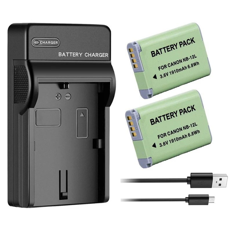 1910mAh NB-12L NB12L NB 12L Battery + USB Charger For Canon PowerShot G1 X Mark II G1X Mark 2 N100 VIXIA mini X Camera Battery