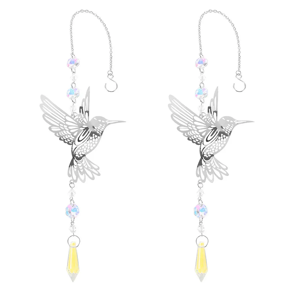 

2Pcs Window Hanging Crystal Hummingbird Sun Catcher Pendant Delicate Indoor Outdoor Garden Decoration Hummingbird Crystal