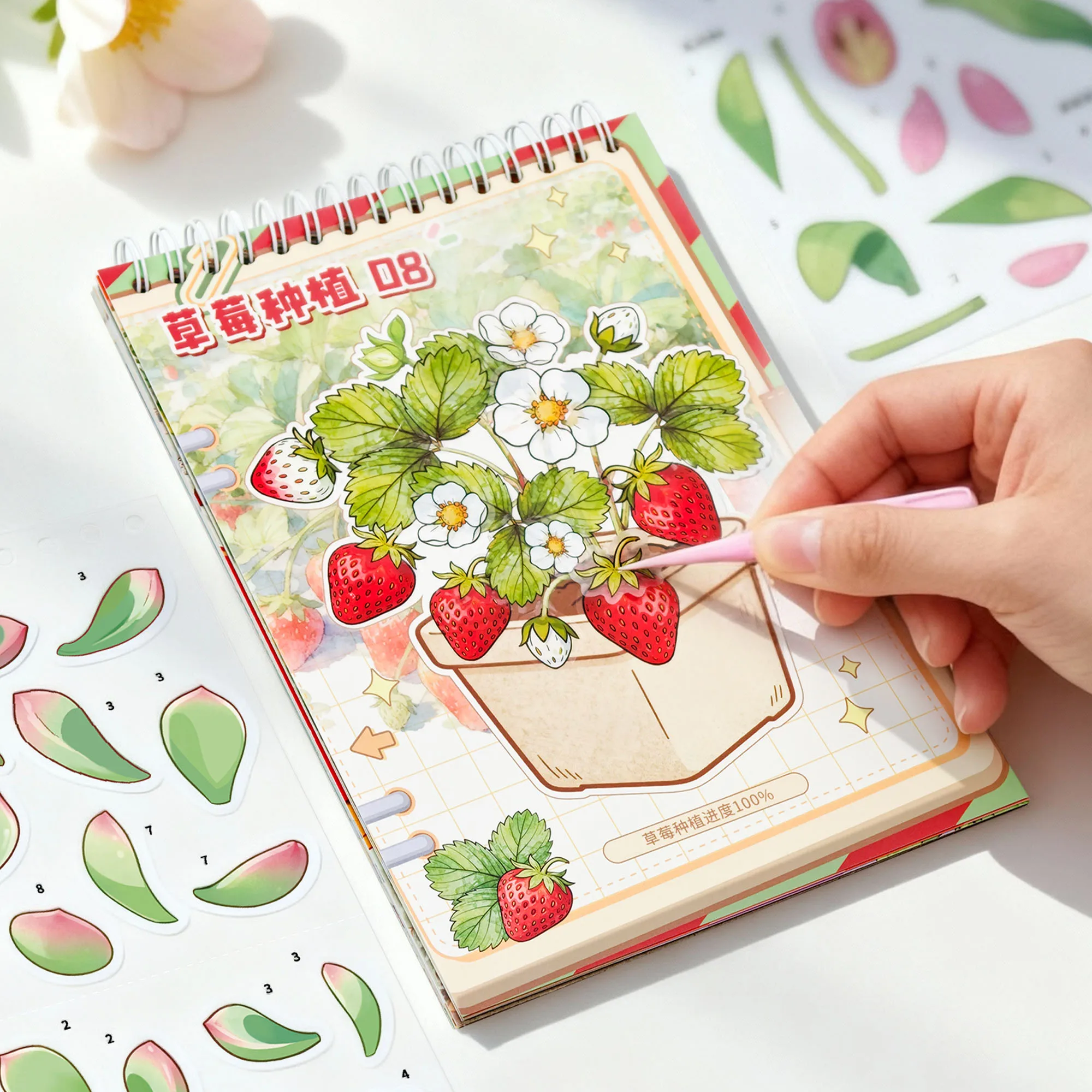 A Planting Handbook Miniature Landscape Sticker Book Scene Collection Set, 3D Stereo Vision Educational DIY Journal Decoration Sticker Material