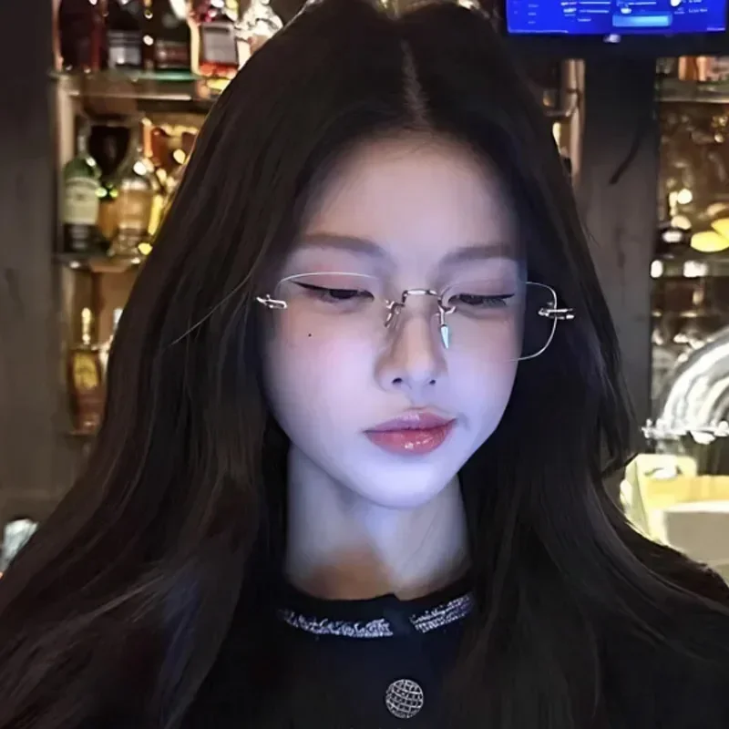 Occhiali da vista quadrati trasparenti senza montatura Occhiali che bloccano la luce blu Moda senza montatura per donna Uomo Occhiali da computer argento