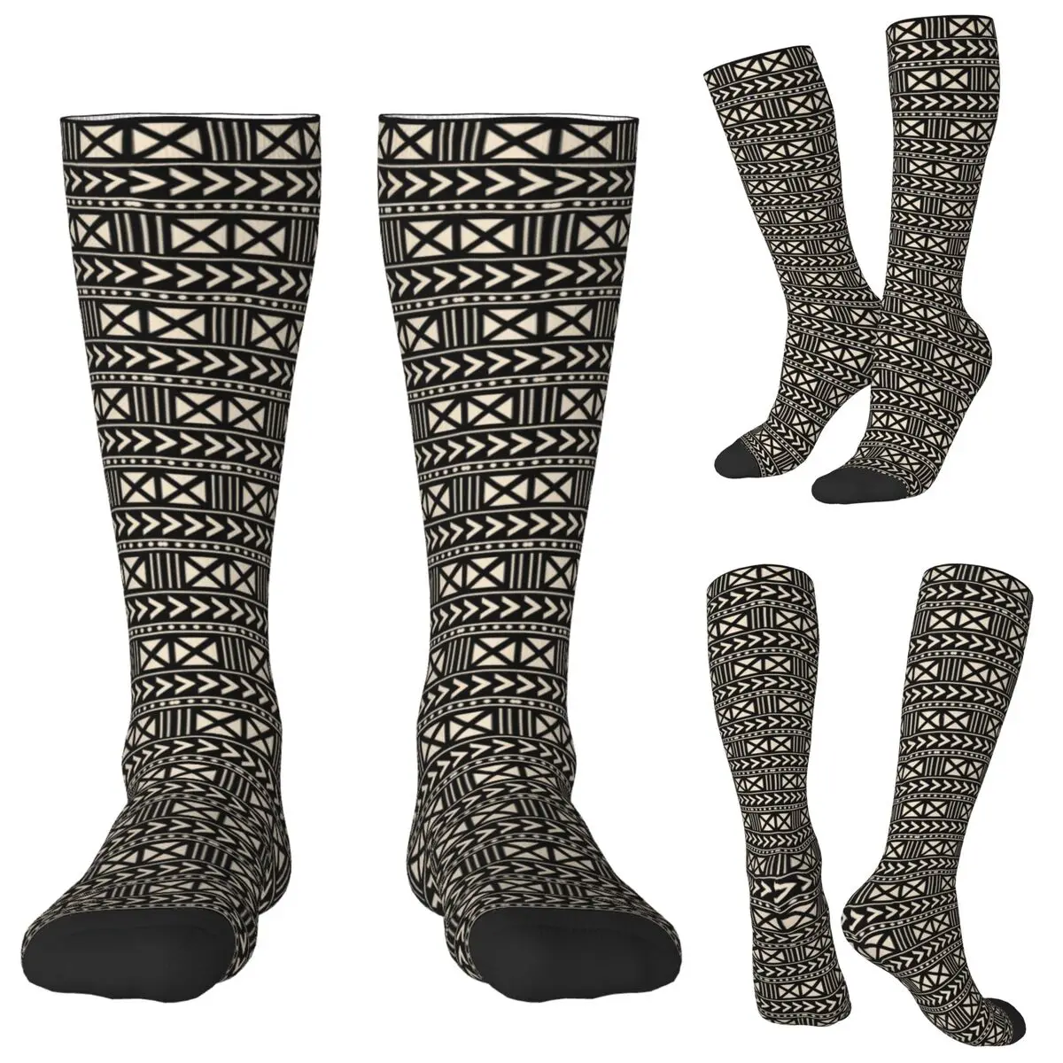 

African Mud Cloth Black And White Trending Socks Harajuku Stockings All Season Long Socks Accessories for Unisex Gifts