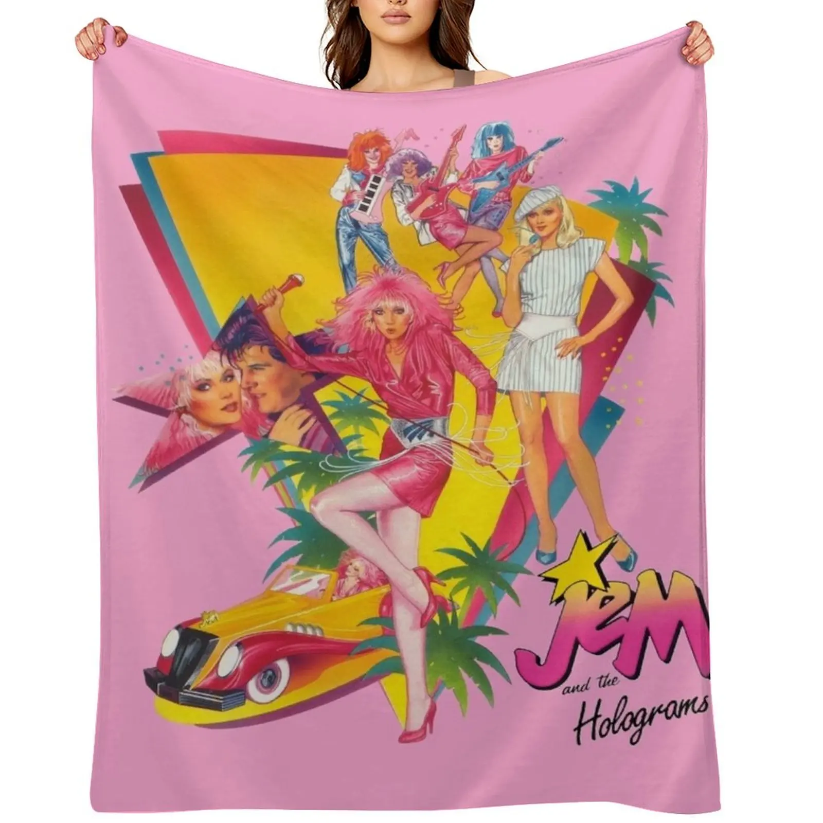 

Jem and the Holograms Throw Blanket Plaid Soft Big Sofa Quilt Stuffeds Blankets
