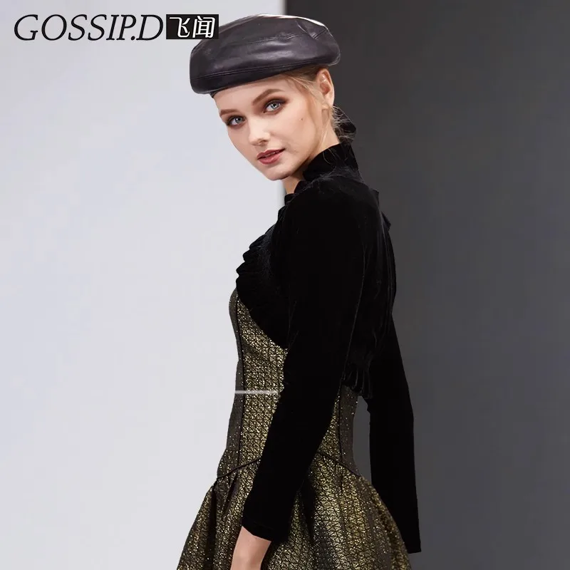 Wedding Bolero Jacket Shrug Bridal Party fashion All-match Wrapped Chest Long Sleeve Women Evening Dress Corner Cap