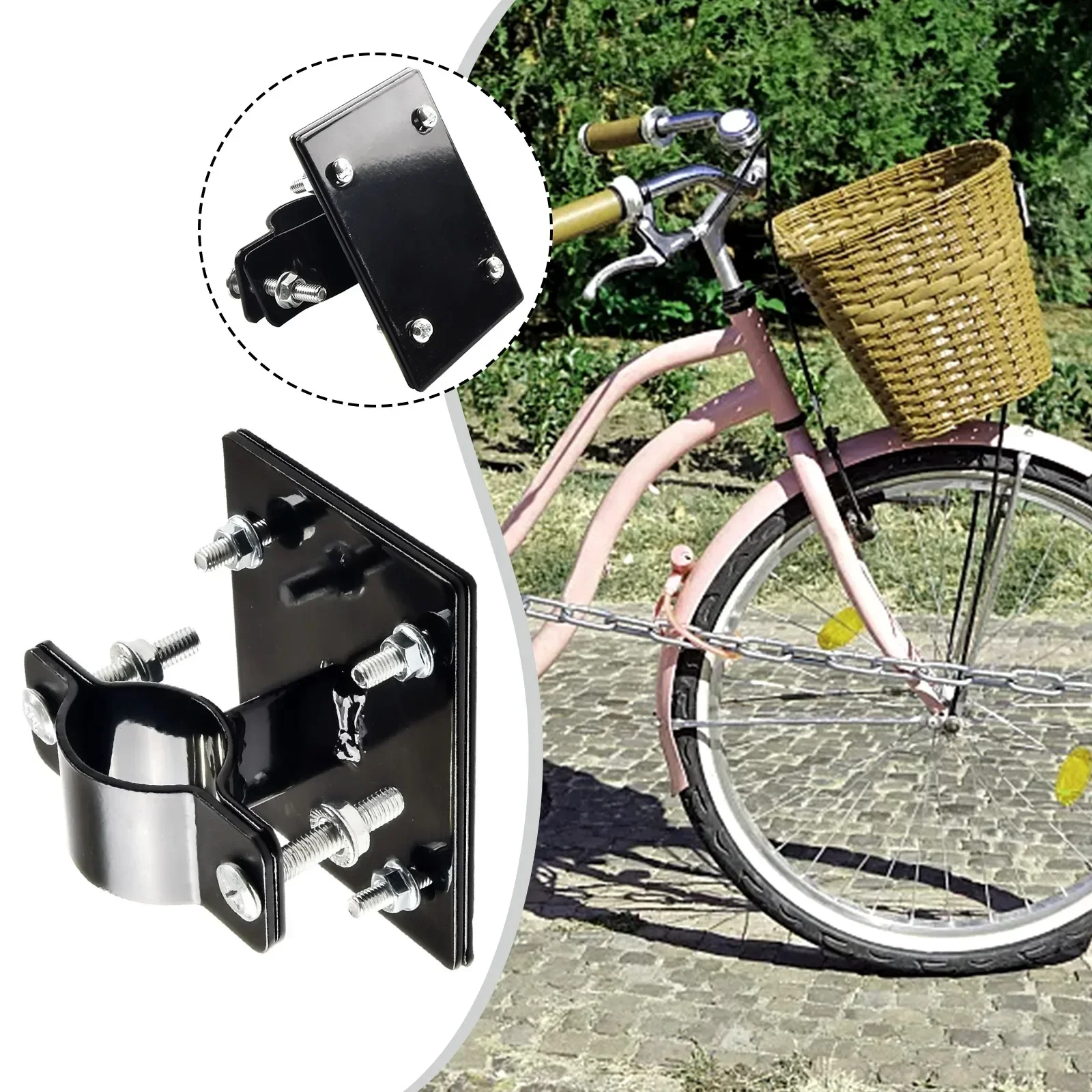 Bike Basket Ebike Mount Office Outdoor Accessories Adjustable Black Fixing Bracket Metal Parts Replacement MTb