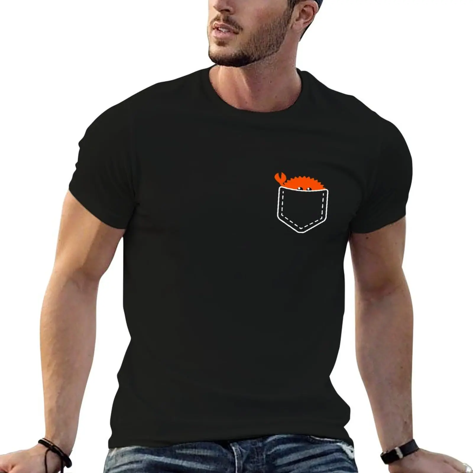 rust ferris pocket T-Shirt Daily Work Short Sleeve Top