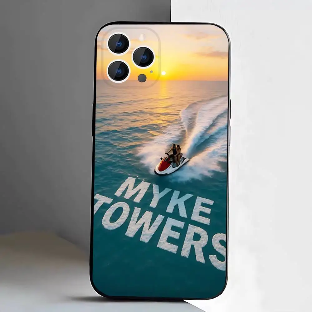 Custodia per telefono M-Myke T-Towers 2025 per iPhone 17,16,15,14,13,12,Pro,Max,Plus,E,SE4,Air,Mini scatola morbida nera