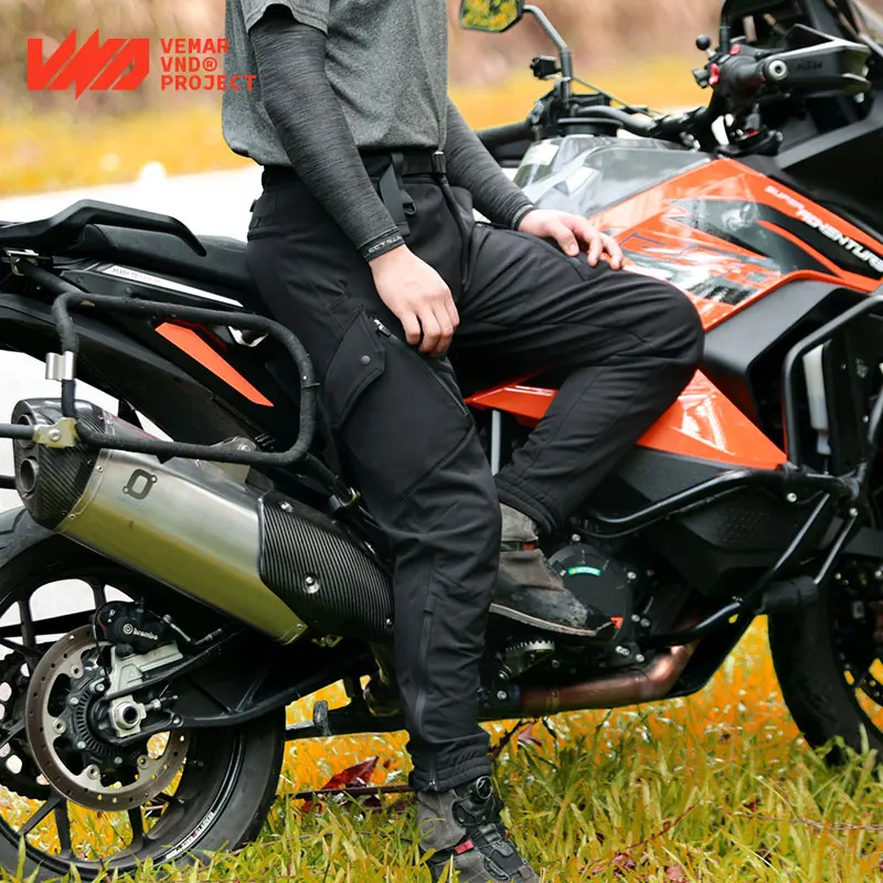 

VND Men's Motorcycle Riding Trousers Winter Windproof Warm Velvet Waterproof CE2 Protector Work Commuter Motocross Pants