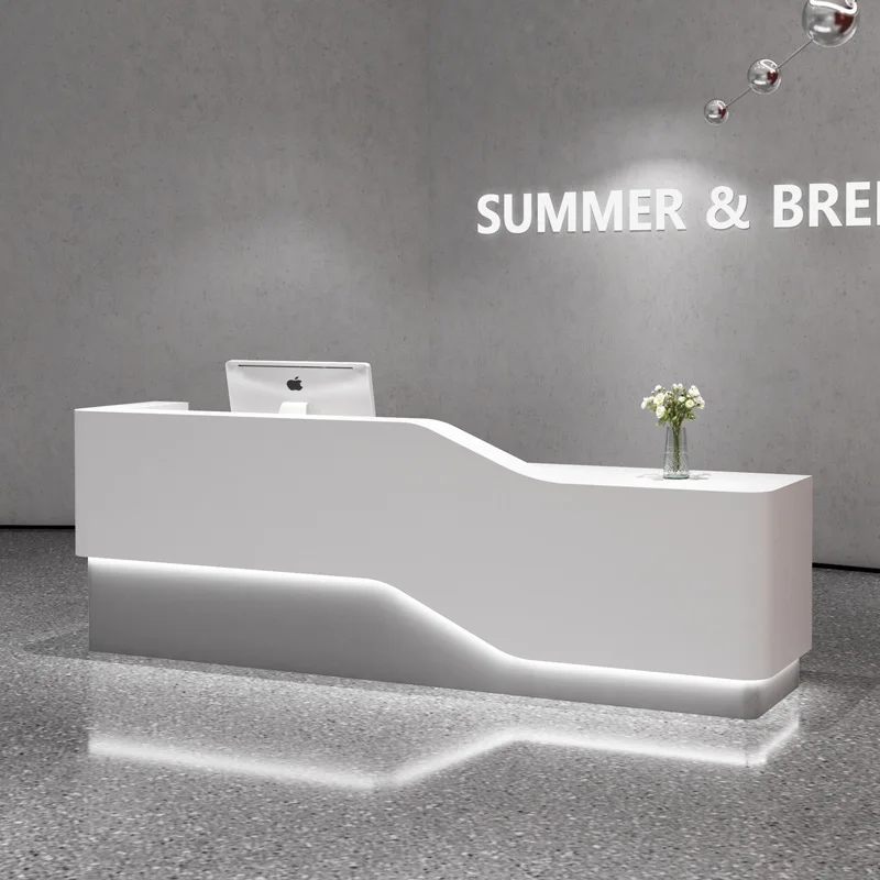 مكاتب الاستقبال الحديثة البسيطة متجر الملابس مكاتب الاستقبال التجميل صالون الخبز الورنيش أثاث المكاتب استقبال ZY40JDT #3