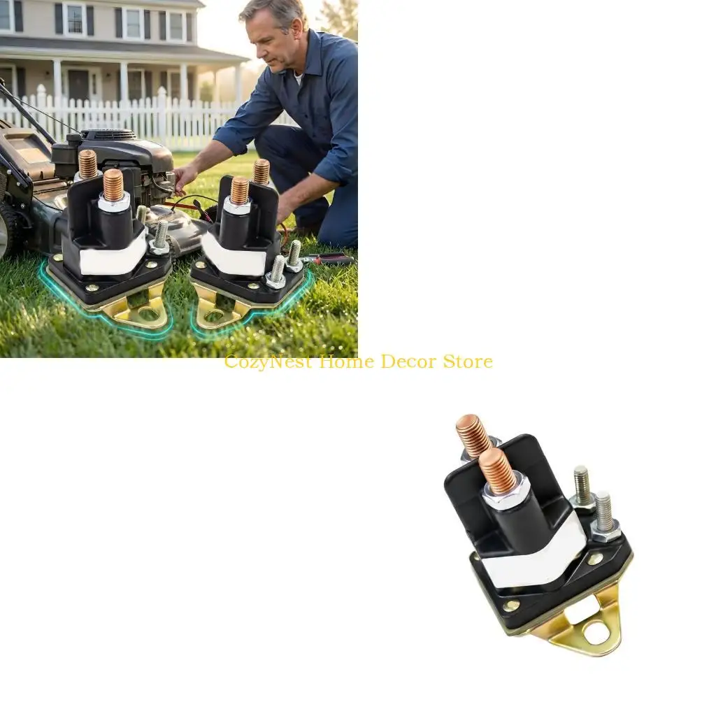 92MF Metal Mount 12V Starter Solenoid for Outdoor Power Equipment, Black Housing and Threaded Posts for Engine Start System