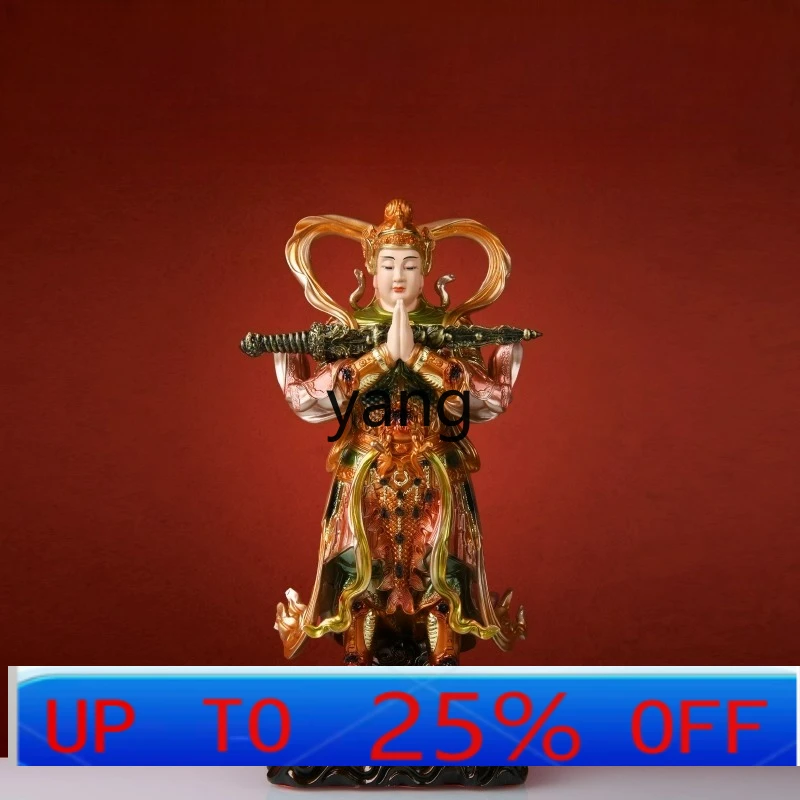 LTT Buddha Statue Gaozhang Standing Statue Painted Ornament Left and Right Dharma Protector Buddhist Hall Household Offering