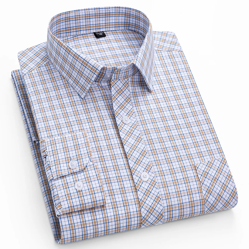 New in shirt 100%cotton thin plaid long-sleeve shirts for men slim fit formal plain shirt fashion korean elegants casual clothes