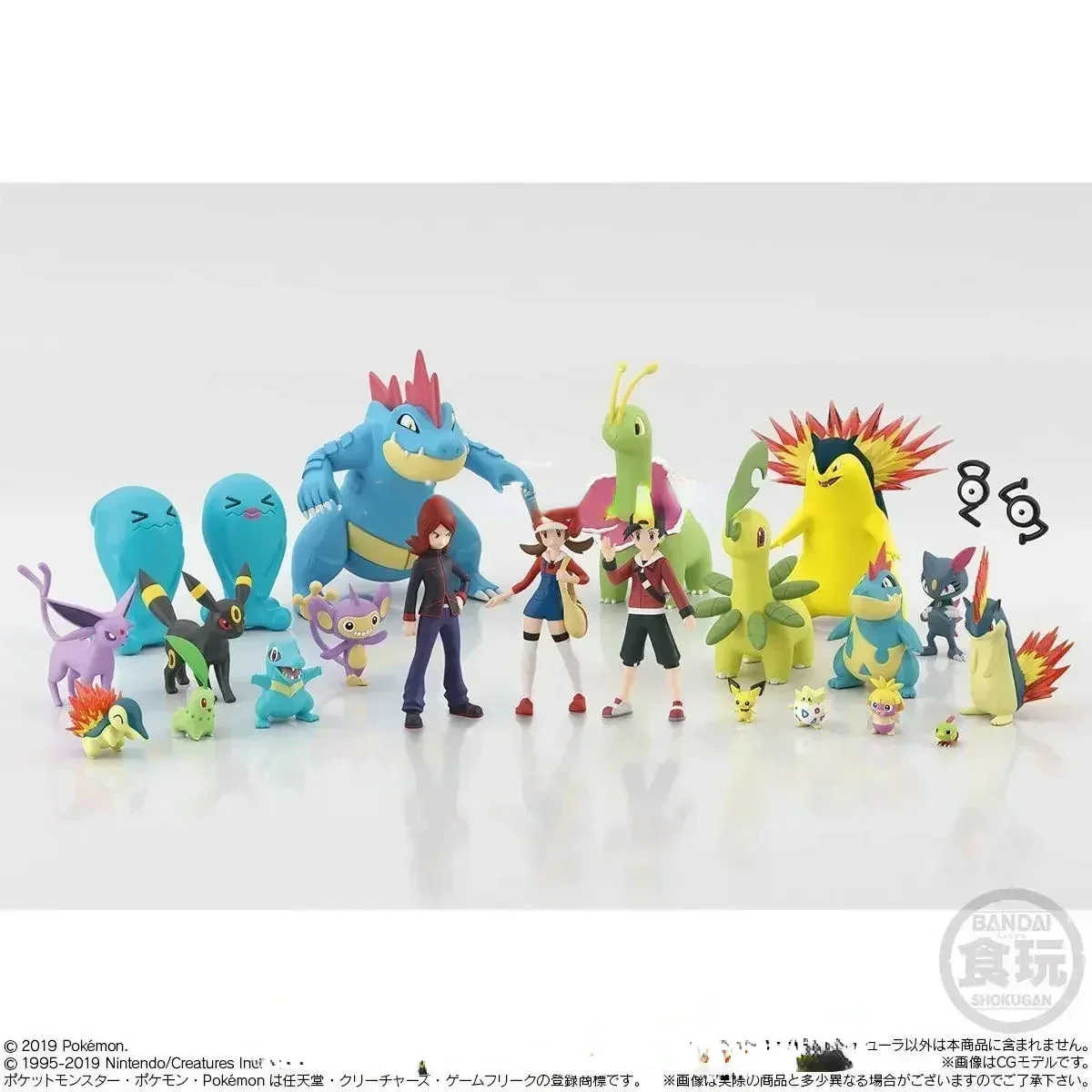 Bandai Original Scale World POKEMON Johto Region Kotone Bayleef Silver Croconaw Morty Celebi Anime Figures Toys for Kids Gift