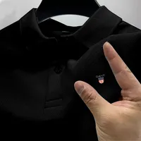 2025 New Heavy Cotton High-end Polo Shirt for Men Spring and Autumn New Fashion Short-sleeved T-shirt Solid Color Top
