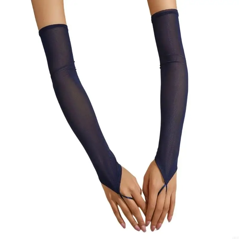 Trendy Long Sheer Gloves Stretchy Tulle Arm Sleeves Armwear For Bridal Shower Outfit and Women Theatrical Performances 