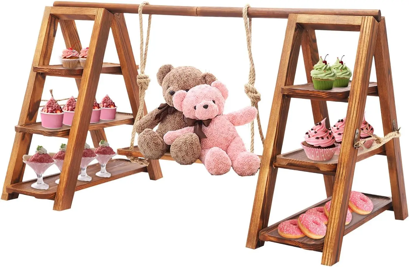 

NEW Wooden 3 Tier Cupcake Display Stand Party Food Display Stand Dessert Display Stands with Pallet and Swing Display for Party