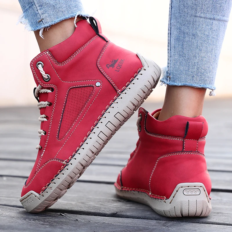 Retro Workwear High Top Sports Shoes Men Leather Upper Women Stitching Details Breathable Holes Classic Retro Street Style 2025
