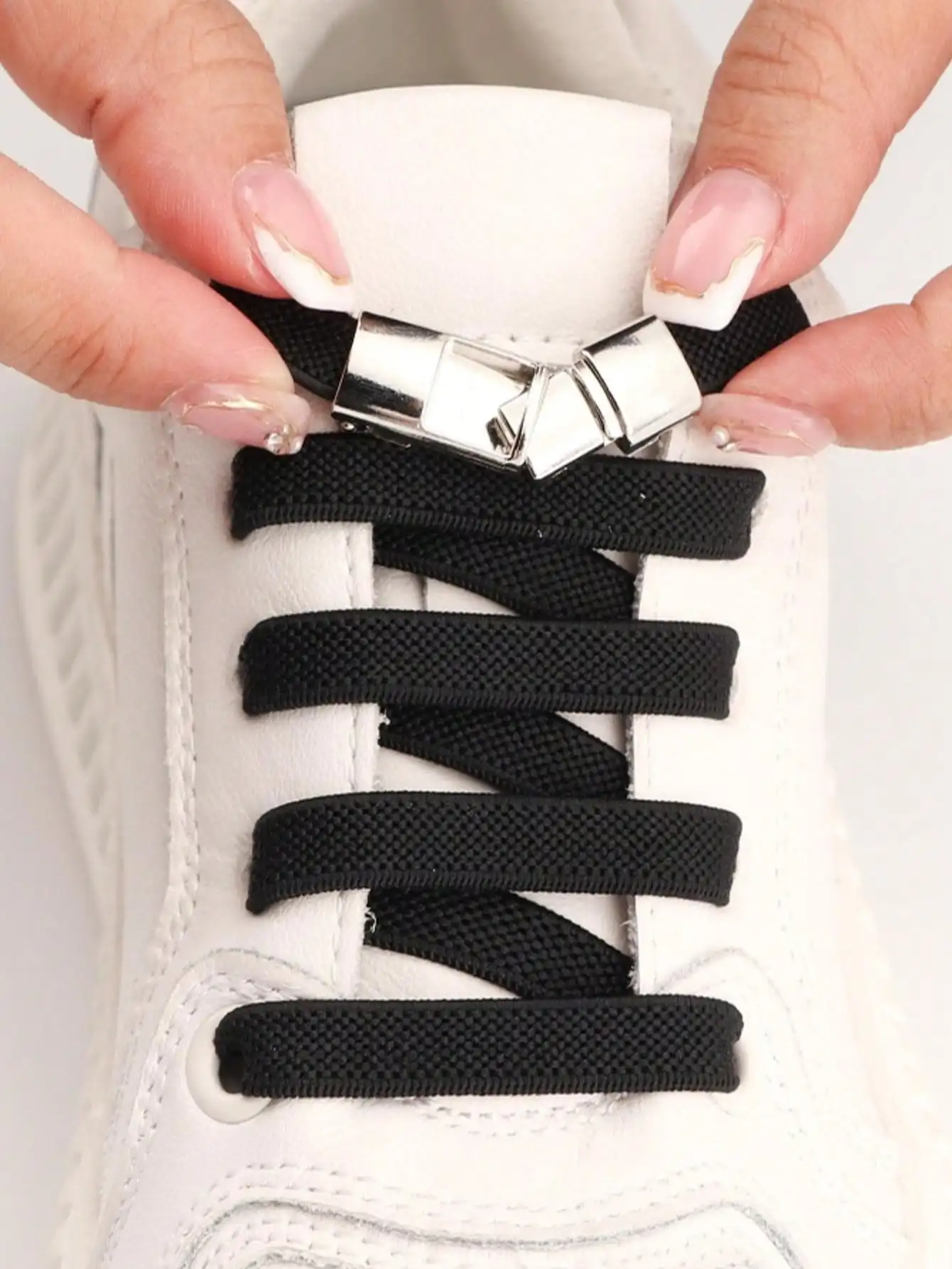 1 Pair Elastic Shoelaces Half-Round No-Tie Laces Children's and  Laces Sneakers Laces Fast Loafer Metal Lock Laces