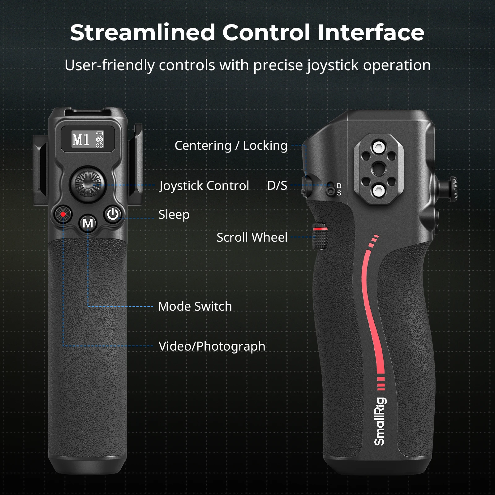 SmallRig Handle with Follow Focus for DJI RS2 / RS3 Pro / RS4 / RS4 Pro Stabilizer Support Focus Control/Shutter/Recording 4329