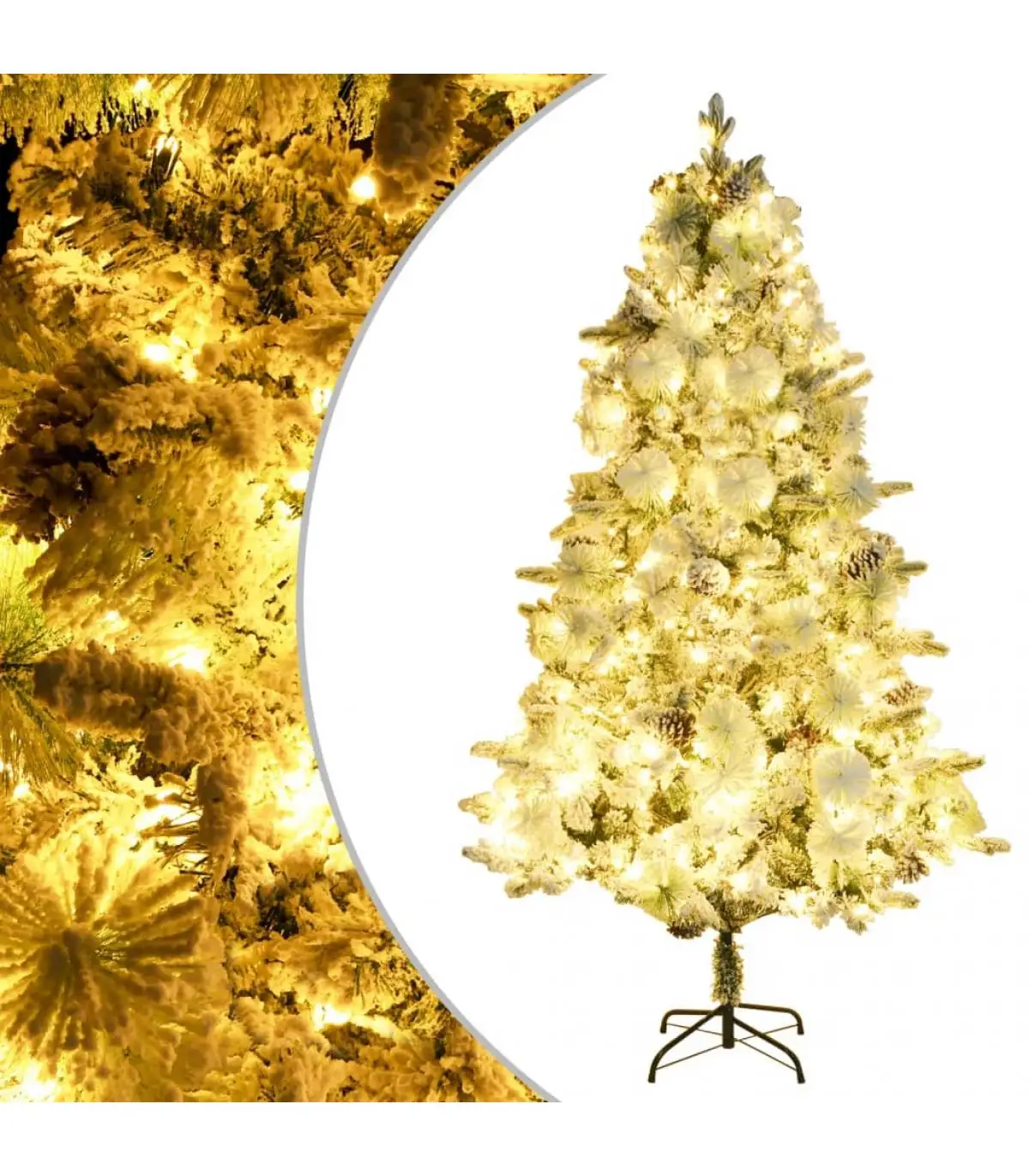 Christmas trees Christmas tree with snow LED lights and pineapples PVC and PE 195 cm