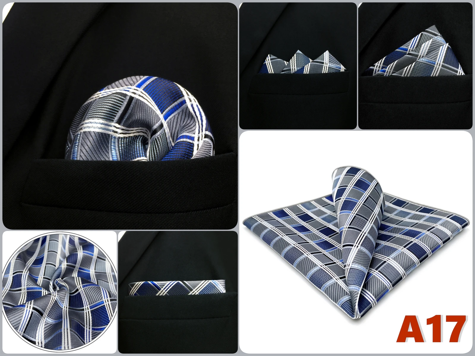 Pocket Square Handkerchief for Men Polka Dot Dots Plaid Check Checkered Suit Pocket Towel Hanky Mens Gift Wedding Business Party