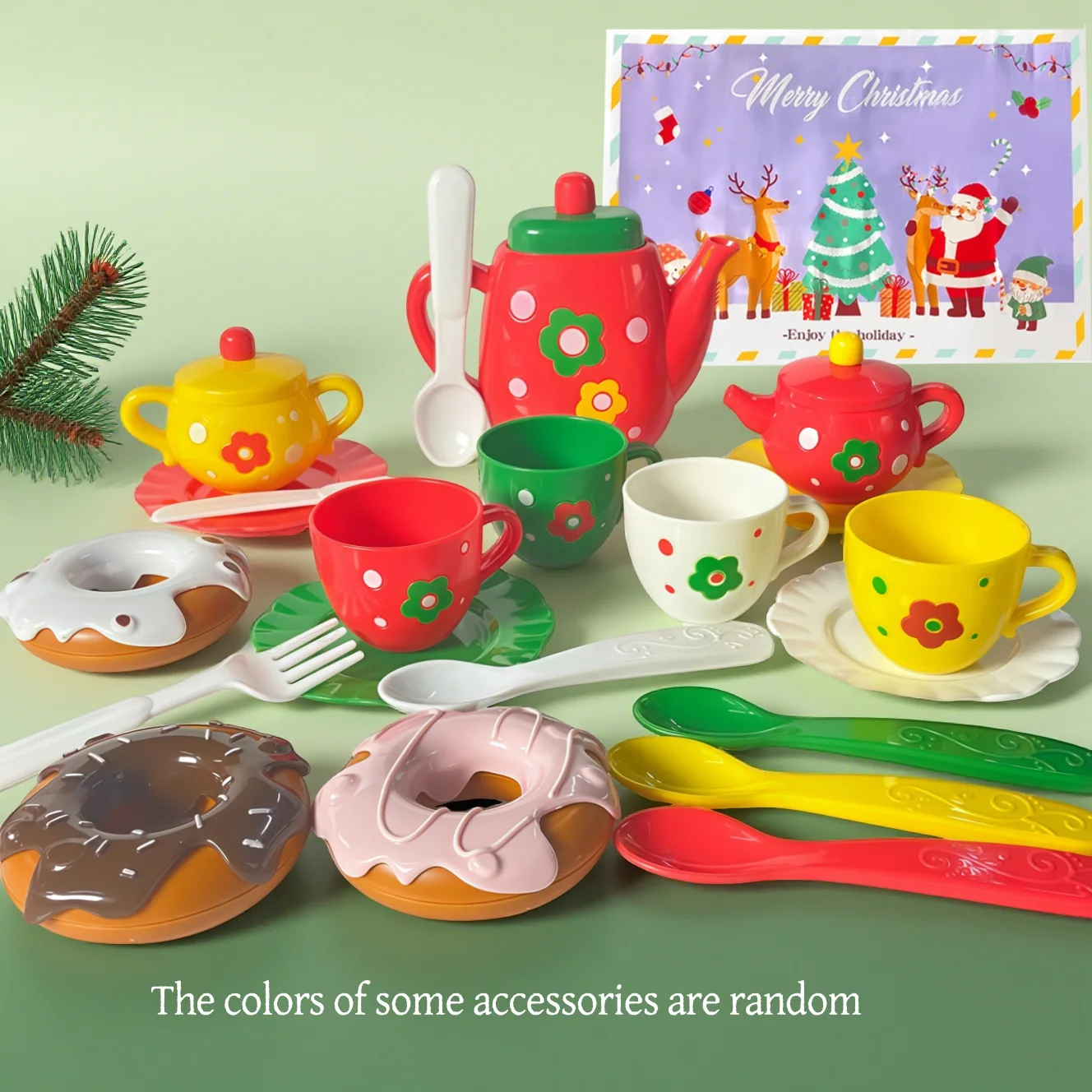 22-częściowy zestaw do herbaty dla dziewczynek - Zestaw do herbaty dla małej księżniczki, zabawka do udawania gry kuchennej dla dziewczynek, prezenty na Boże Narodzenie, Wielkanoc i urodziny