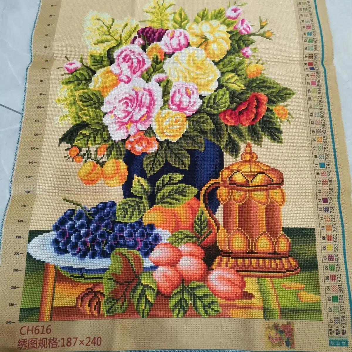 [Pure handmade cross stitch finished product]Gathering of Heroes and Painting Heart Size 51 * 66 Restaurant and Study Flowers