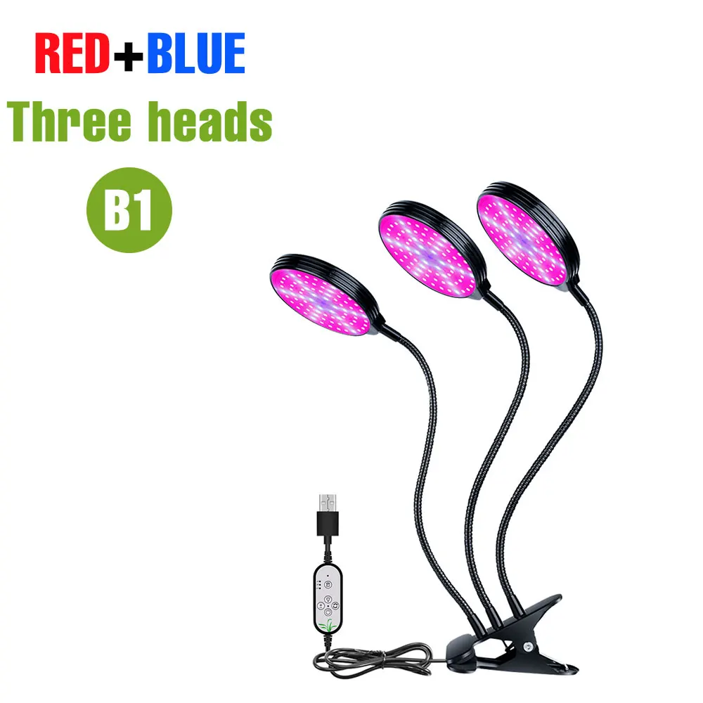 USB 5V LED-groeilicht Volledig spectrum Plant Hydrocultuur Teeltlamp 1/2/3/4 koppen Waterdicht Dimbaar met timing Auto aan/uit