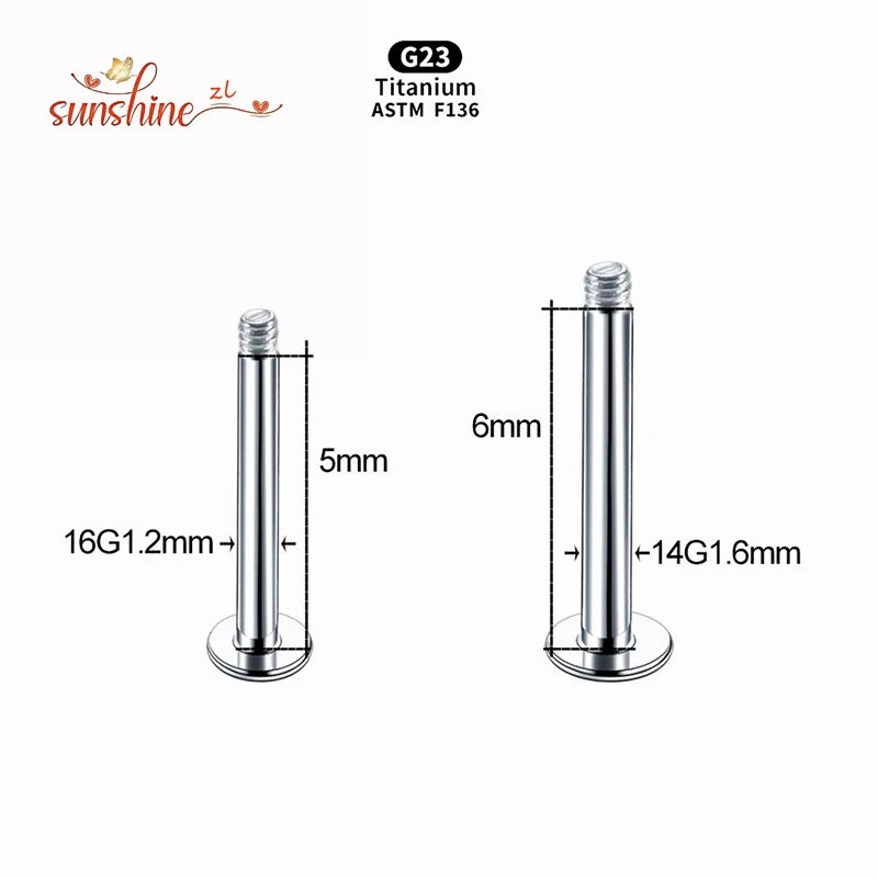 10 Stück/50 Stück G23 Titan Piercing Labret Bar Labret Ring Ohrstecker Ersatz Piercing Post Körperschmuck – Detail 4