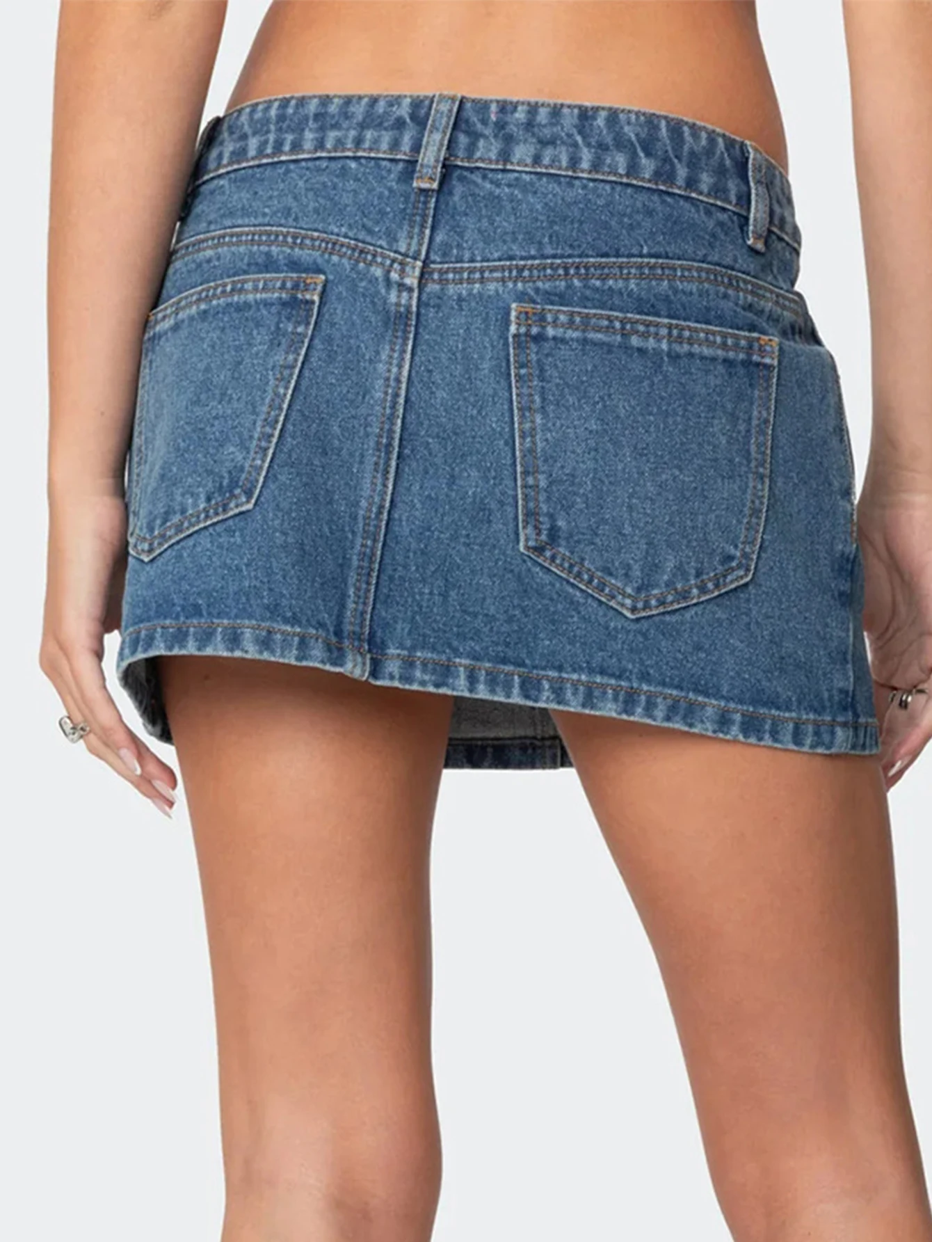 Sexy schwarzer Jeans-Minirock für Damen, Sommer-Jeansröcke für Damen, modisch, lässig, Streetwear-Kleidung, niedrige Taille, kurzer Mikrorock