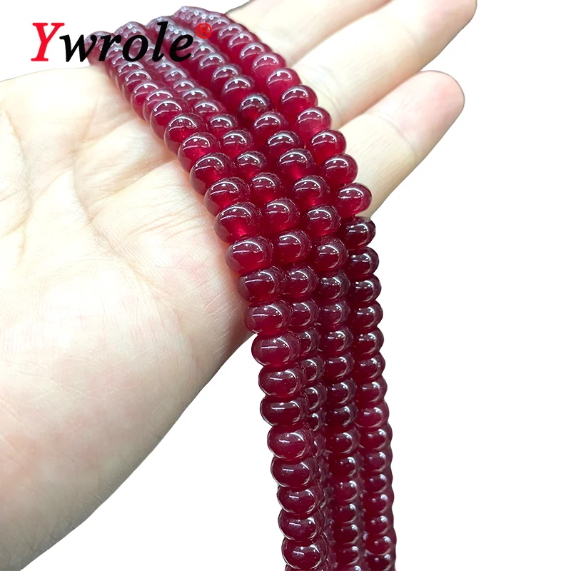 Abacus 5x8MM AAA Natural Chalcedony Stone Rondelle Ruby Red Flat Round Space Beads for Jewelry Making Diy Bracelet Accessories