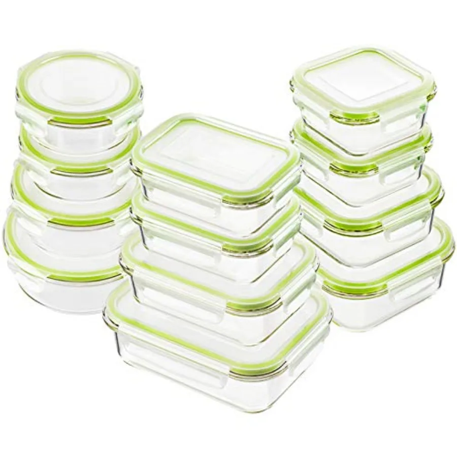 

Glass Food Storage Containers with Lids [24 Piece] Glass Meal Prep Containers Airtight Bento Boxes Leak Proof 12 lids and 12 Co