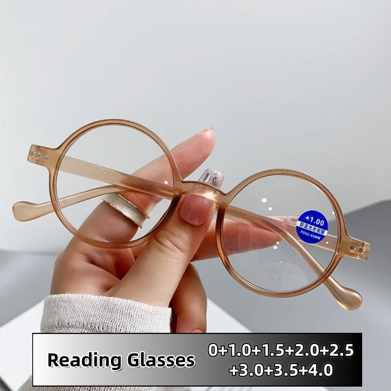 

Retro Trendy Round Anti-blue Light Reading Glasses Lightweight Versatile Comfortable Near Sight Unisex Eyeglasses 0 To +4.0