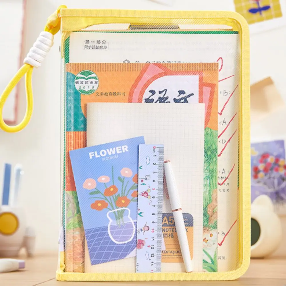 New A4 Zipper File Bag Large Capacity Transparent Storage Organizer Bag Multifunction Space Saving File Folder Bags