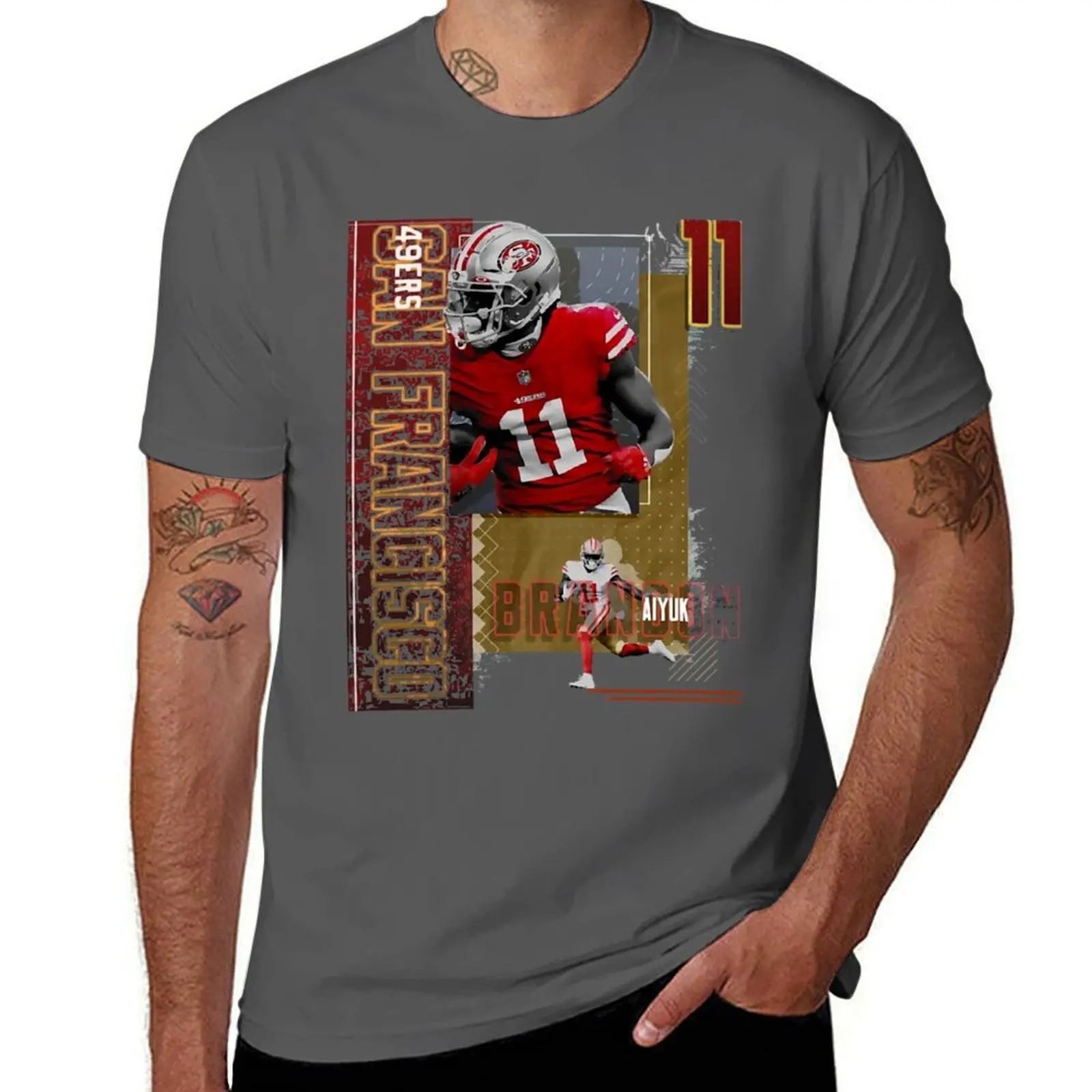 

49ers Aiyuk sport Brandon Paper 2 Football T-Shirt Fashion Print Casual Short Sleeve