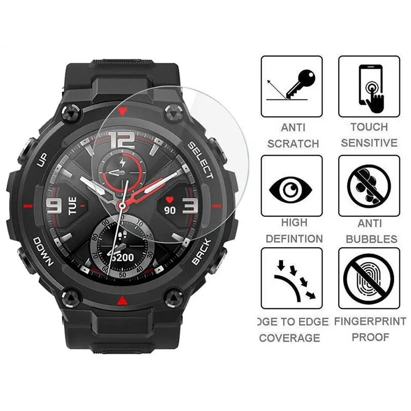 Protector de pantalla para reloj inteligente Amazfit t-rex Pro, película protectora antiarañazos de vidrio templado, 5 piezas