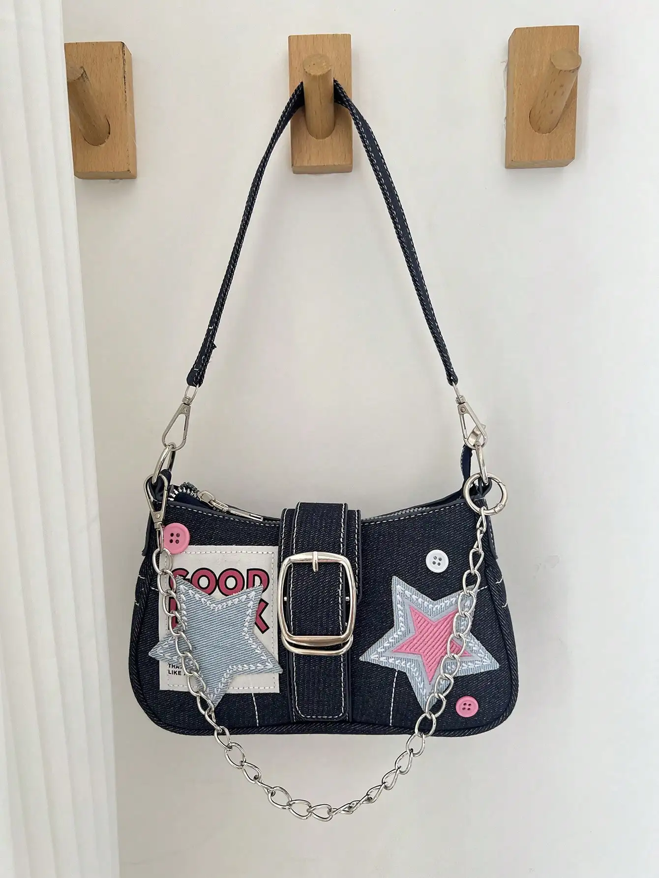 

Y2K Retro Mini Handbag For Women, Colorblock Star Chain Shoulder Crossbody Bag, Suitable For Girls, Ladies, Students, Young Professionals, Office Workers, Commuting, School Outfits, Stars Hollow Women Bag