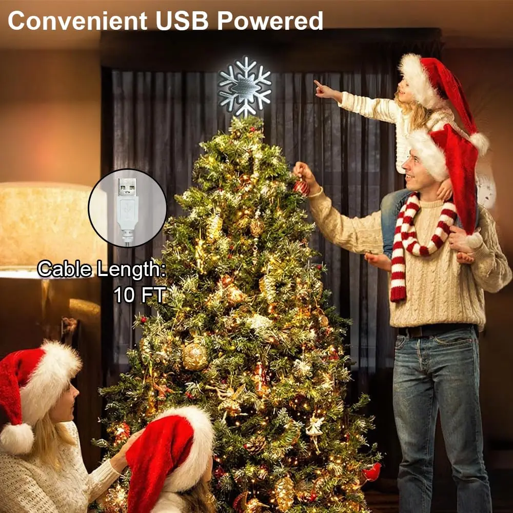 Snowflake Star Neon Sign Tree Topper for Christmas Decor 3D Infinity Mirror Snow White Lights Sparkling Treetop Winter Indoor