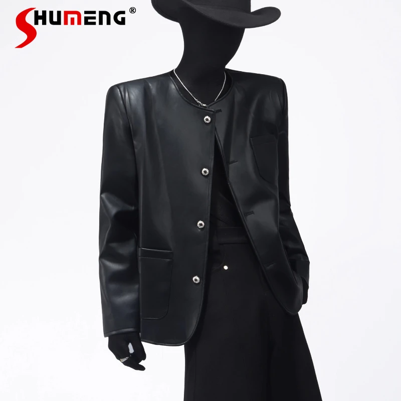 

2025 Autumn New Men's American Style Motorcycle Leather Jackets Fashion Stylish Short Style Jackets Trendy Padded Shoulder Coats