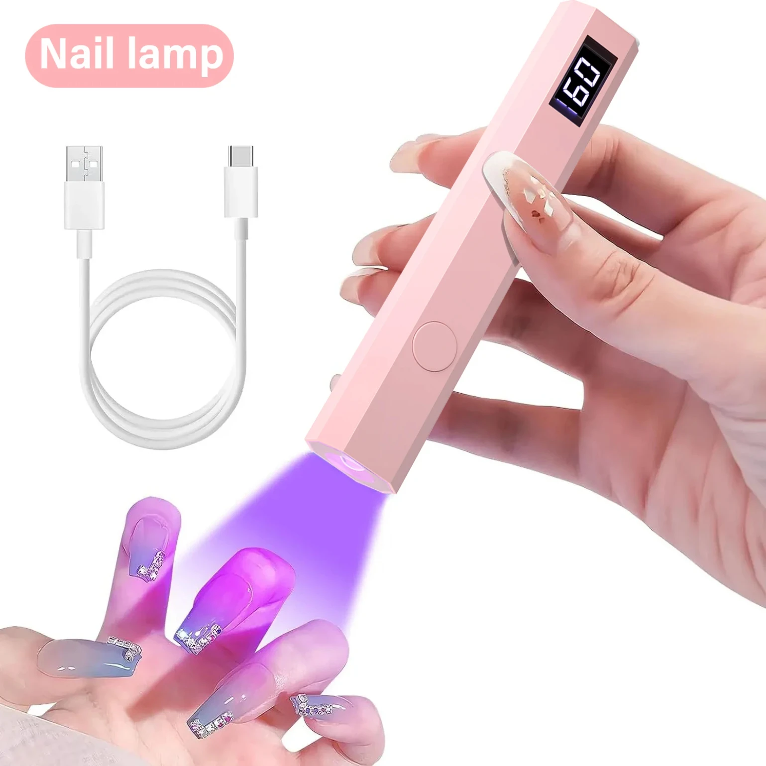 YIKOOLIN Handige draagbare nageldrogerlamp UV/LED nageluitharding Alle gellak Nail Art Tool USB oplaadbare sneldrogende nagellamp