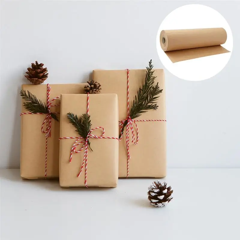 Floral Wrapping Paper Bouquets Brown Roll DIY White Warp Scroll Kraft Gift Packing for School Office Kraft Paper 30cmx10m