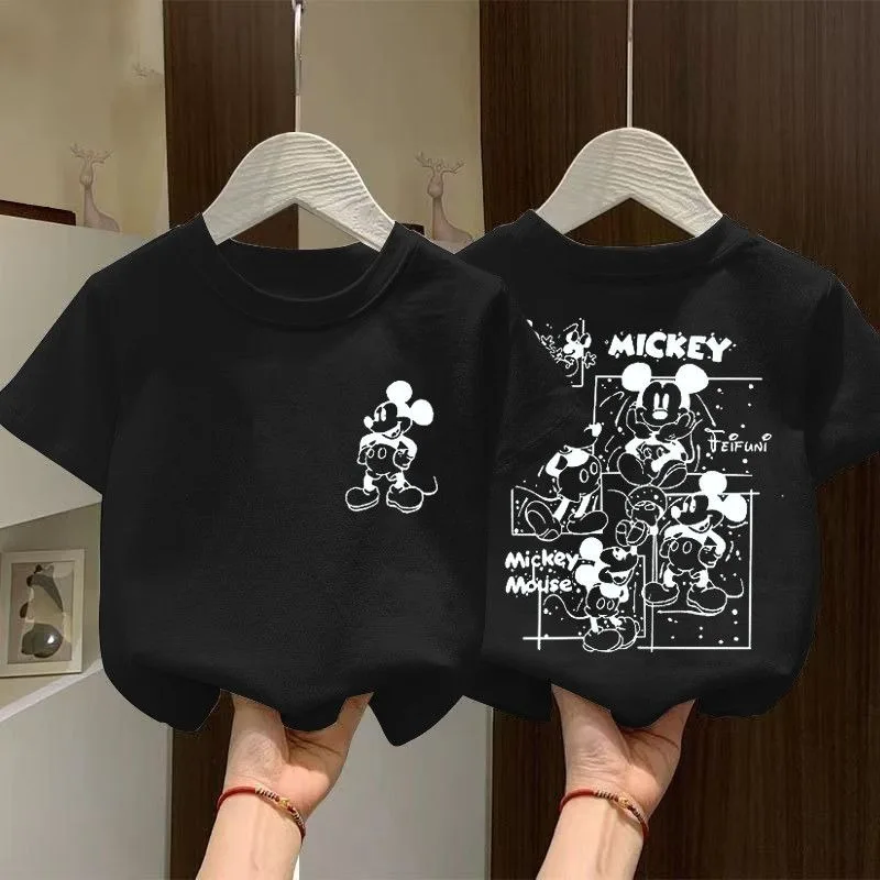 ديزني الكرتون لطيف الأجهزة الطرفية ميكي الصيف الفتيان والفتيات قصيرة الأكمام تي شيرت الأزياء الأجنبية وملابس خارجية متعددة الاستخدامات